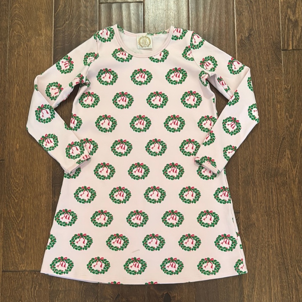 TBBC Long Sleeve Polly Play Dress - Deck The Halls with Bows & Holly - 12/14